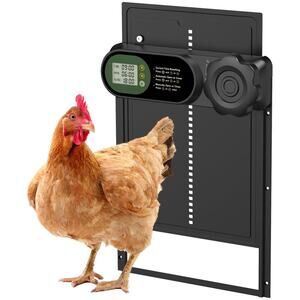 Automatic Chicken Coop Door Battery Powered, LCD Display Large Aluminum Auto Chi